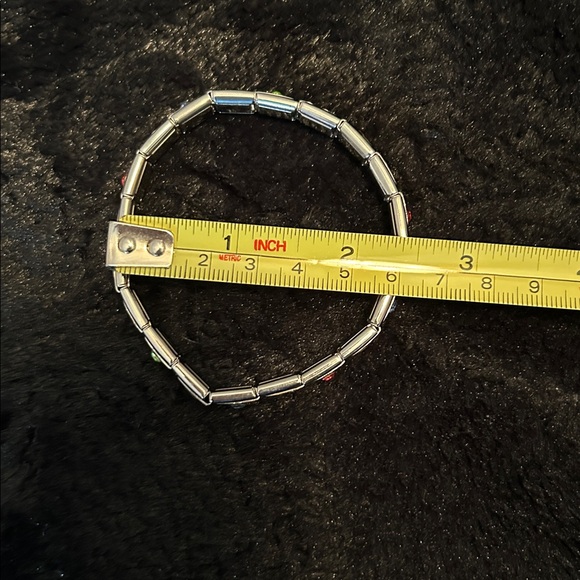 Silver and Gold Women's Bracelet with Pink and Blue Accents - Picture 2 of 4